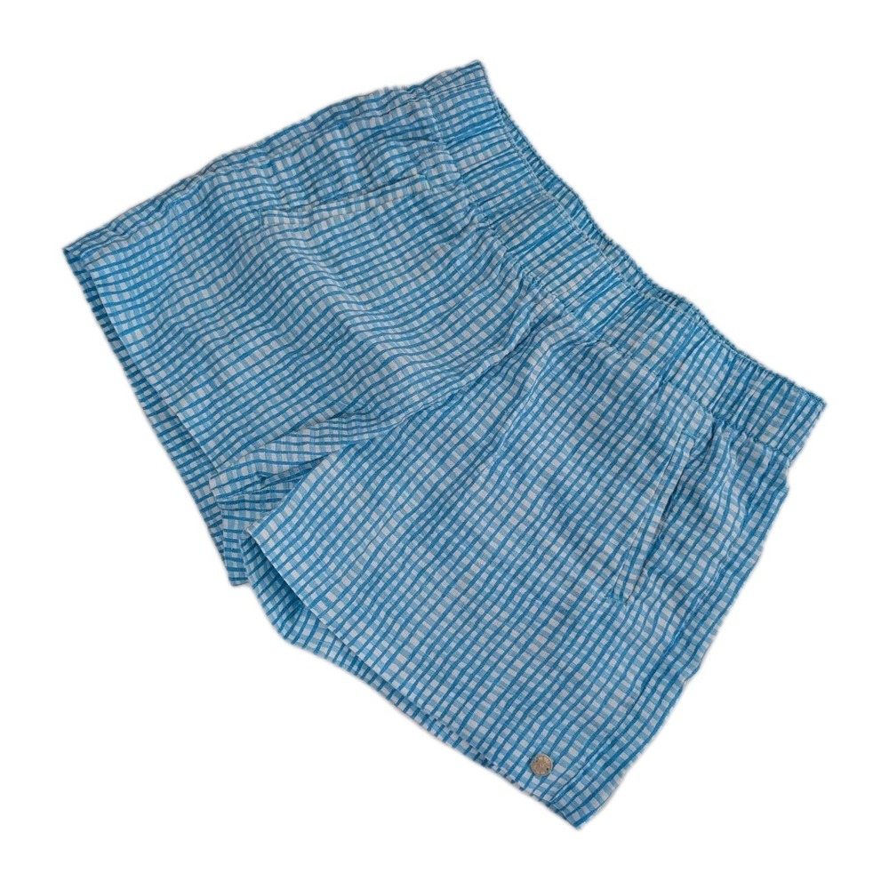 Lilly Pulitzer Shorts Womens XS Blue White Gingham Check Linen Excellent Cond